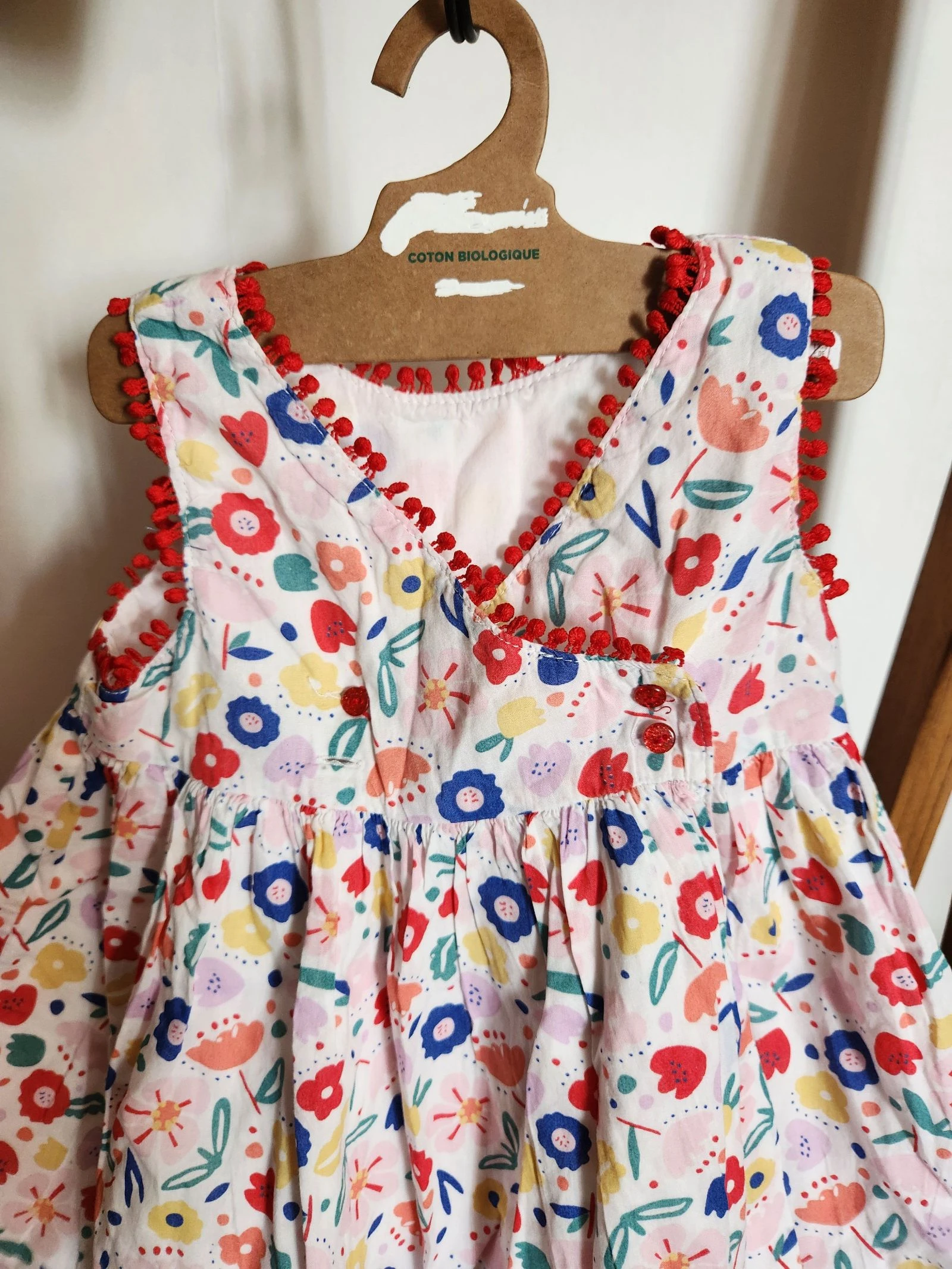 🐻 floral summer dress with pom-poms – photo 3